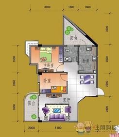 【财富广场B户型】2室2厅1卫1厨2阳台