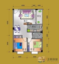 【财富广场F户型】2室2厅1卫1厨1阳台