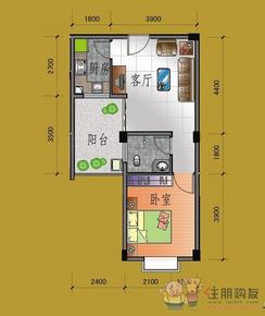 【财富广场G户型】1室1厅1卫1厨1阳台