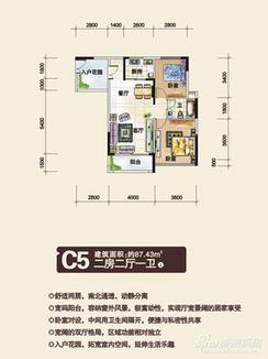 【C5户型】2室2厅1卫1厨2阳台