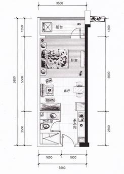 【E3】1室1厅1卫1厨1阳台