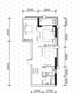 【两房两厅】2室2厅1卫1厨