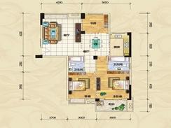 【1号楼E户型】3室2厅2卫1厨1阳台