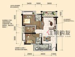 【金石国际A2户型】3室2厅2卫1厨2阳台