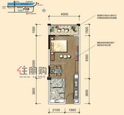 【金石国际C1户型】1室1厅1卫1厨1阳台