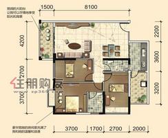 【金石国际C2户型】3室2厅2卫1厨2阳台