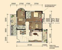 【金石国际C3户型】3室2厅2卫1厨2阳台