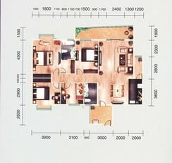 【银联·时代名庭三组团B2户型】4室2厅2卫
