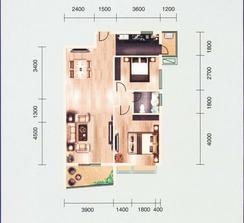 【银联·时代名庭三组团B3户型】2室2厅1卫