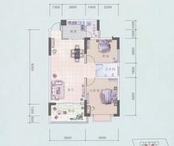 【华隆·绿色花园D户型】2室1厅1卫