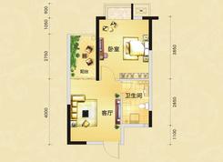 【3-1-03、3-2-02】1室1厅1卫1厨1阳台