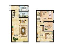 【三房复式户型】3室2厅1卫1厨2阳台
