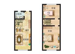 【二房复式户型】2室2厅1卫1厨2阳台