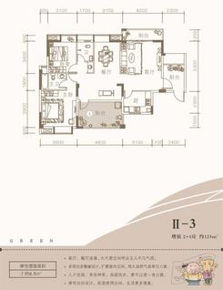 【2-3户型(蓝山果岭组团)】3室2厅2卫1厨