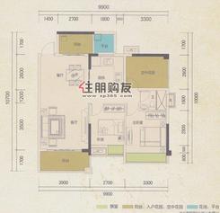 【英伦18 1#楼02号户型】2室2厅1卫1厨2阳台