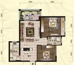 【福乐香江锦城1、2栋02户型】2室2厅1卫1厨1阳台