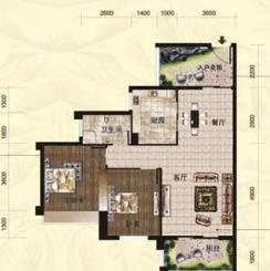 【福乐香江锦城3栋03户型】2室2厅1卫1厨2阳台
