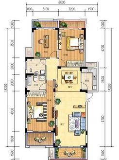 【17栋201户型】3室2厅2卫1厨